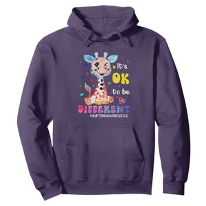 Cute Giraffe Autism Hoodie It's Ok To Be Different TS01 Purple Printyourwear