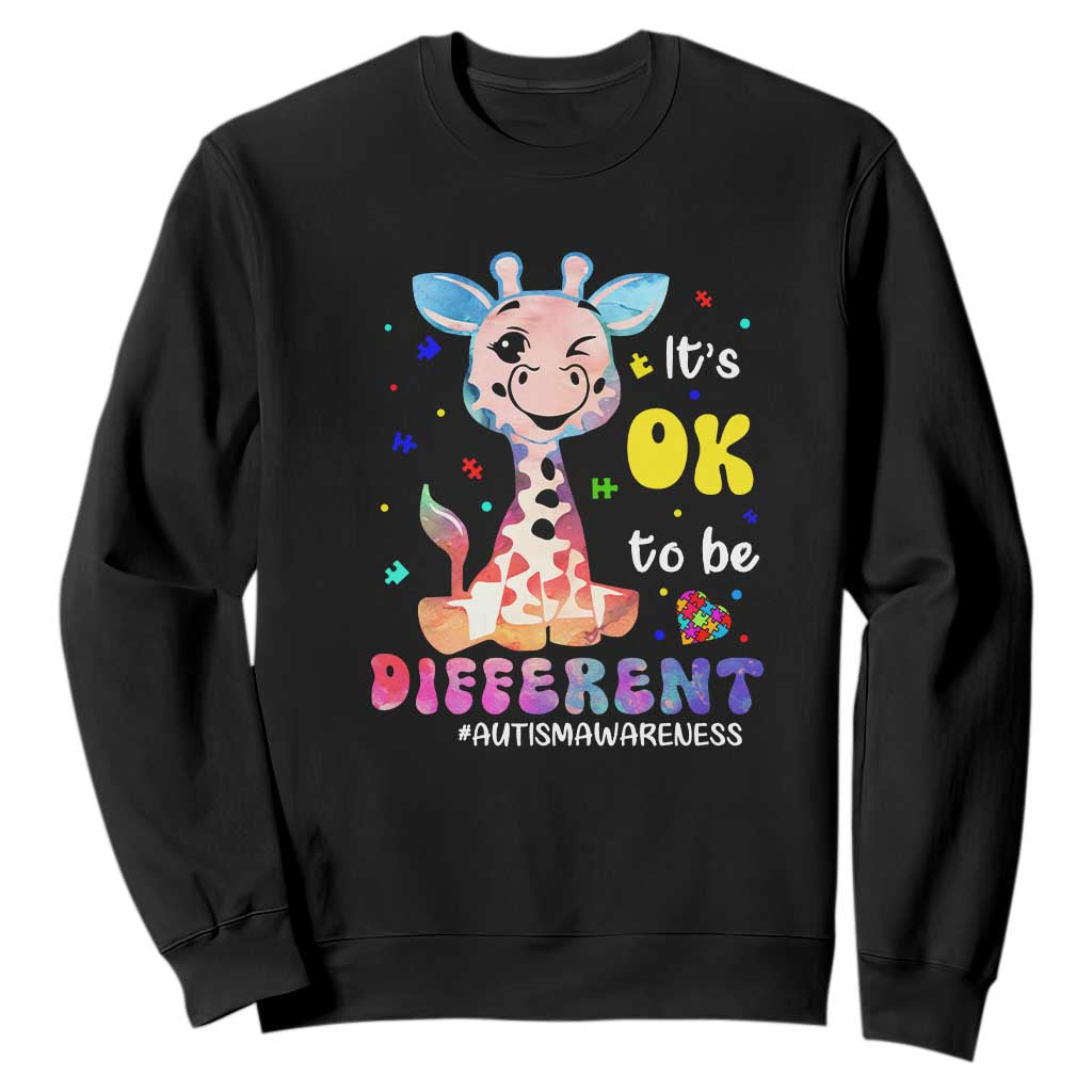Cute Giraffe Autism Sweatshirt It's Ok To Be Different TS01 Black Printyourwear