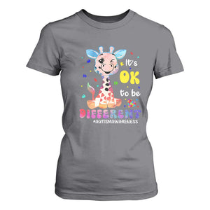 Cute Giraffe Autism T Shirt For Women It's Ok To Be Different TS01 Charcoal Printyourwear