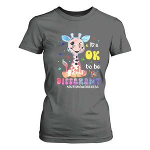 Cute Giraffe Autism T Shirt For Women It's Ok To Be Different TS01 Dark Heather Printyourwear