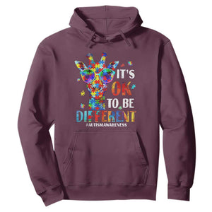 Cool Giraffe Autism Hoodie It's Ok To Be Different Jigsaw Puzzle TS01 Maroon Printyourwear