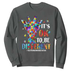 Cool Giraffe Autism Sweatshirt It's Ok To Be Different Jigsaw Puzzle TS01 Dark Heather Printyourwear