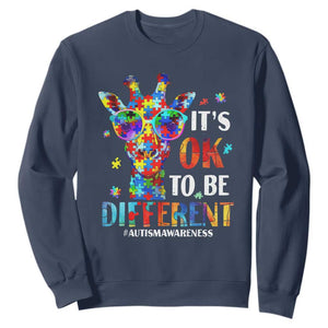 Cool Giraffe Autism Sweatshirt It's Ok To Be Different Jigsaw Puzzle TS01 Navy Printyourwear