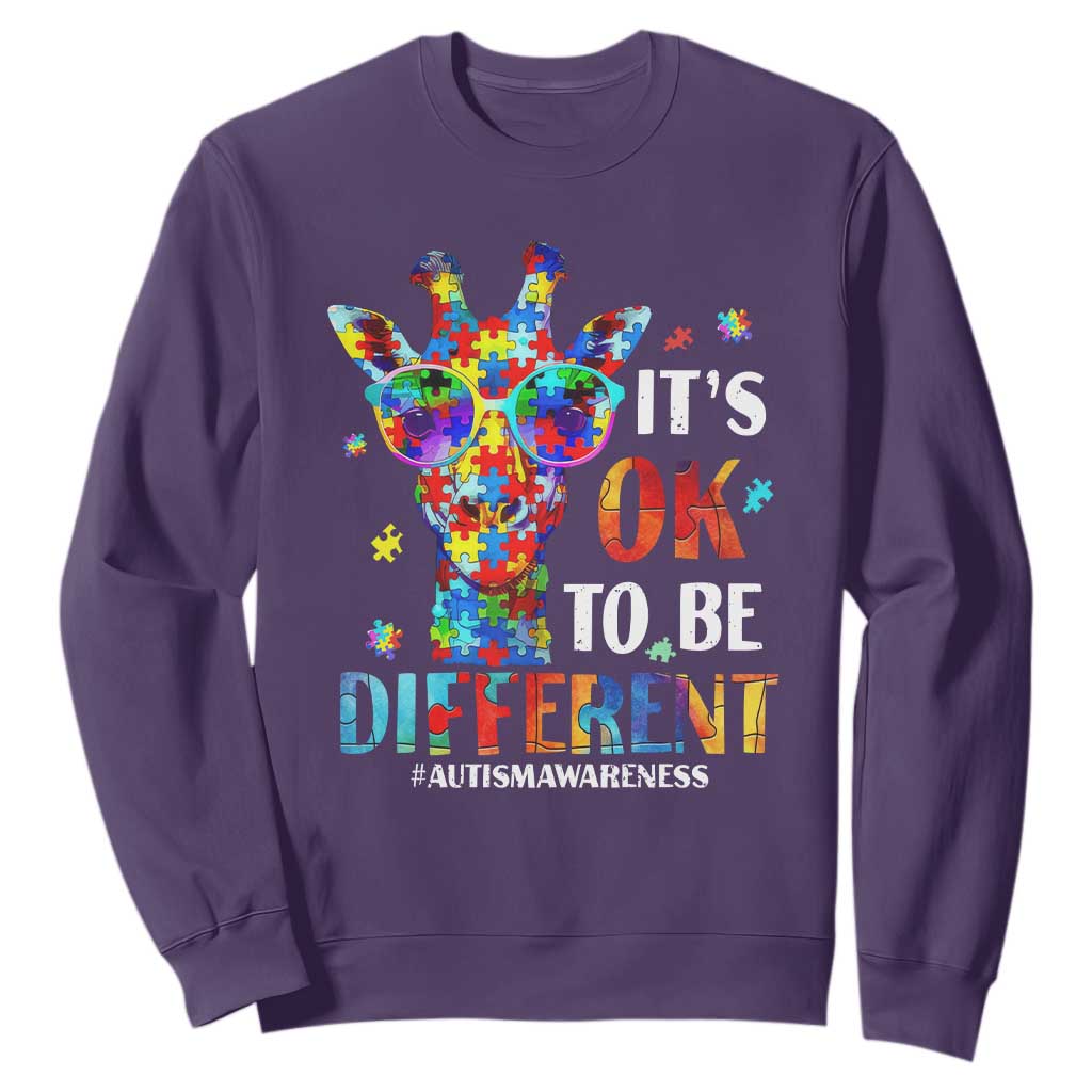 Cool Giraffe Autism Sweatshirt It's Ok To Be Different Jigsaw Puzzle TS01 Purple Printyourwear