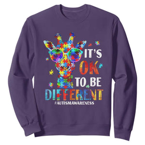 Cool Giraffe Autism Sweatshirt It's Ok To Be Different Jigsaw Puzzle TS01 Purple Printyourwear