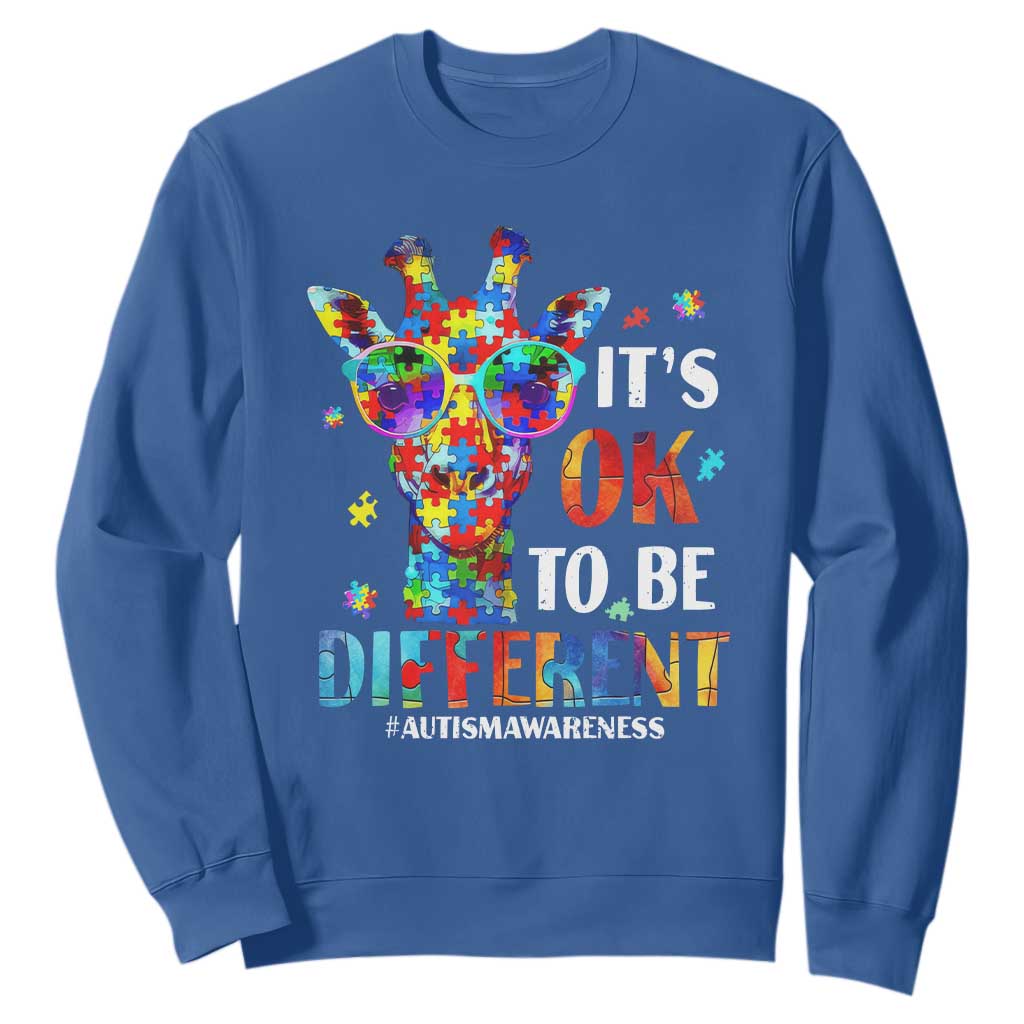 Cool Giraffe Autism Sweatshirt It's Ok To Be Different Jigsaw Puzzle TS01 Royal Blue Printyourwear
