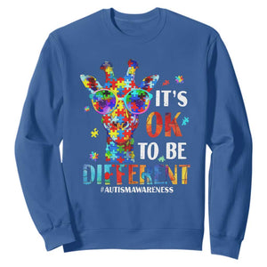 Cool Giraffe Autism Sweatshirt It's Ok To Be Different Jigsaw Puzzle TS01 Royal Blue Printyourwear