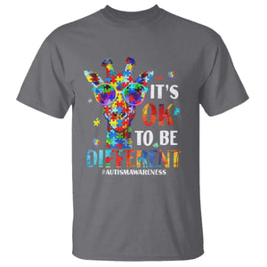 Cool Giraffe Autism T Shirt It's Ok To Be Different Jigsaw Puzzle TS01 Charcoal Printyourwear