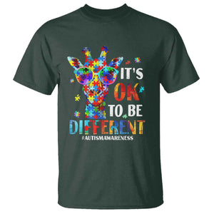 Cool Giraffe Autism T Shirt It's Ok To Be Different Jigsaw Puzzle TS01 Dark Forest Green Printyourwear