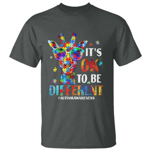 Cool Giraffe Autism T Shirt It's Ok To Be Different Jigsaw Puzzle TS01 Dark Heather Printyourwear