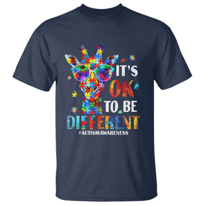 Cool Giraffe Autism T Shirt It's Ok To Be Different Jigsaw Puzzle TS01 Navy Printyourwear