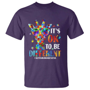 Cool Giraffe Autism T Shirt It's Ok To Be Different Jigsaw Puzzle TS01 Purple Printyourwear