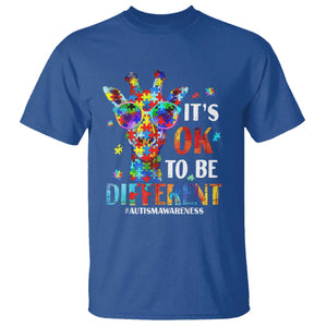 Cool Giraffe Autism T Shirt It's Ok To Be Different Jigsaw Puzzle TS01 Royal Blue Printyourwear