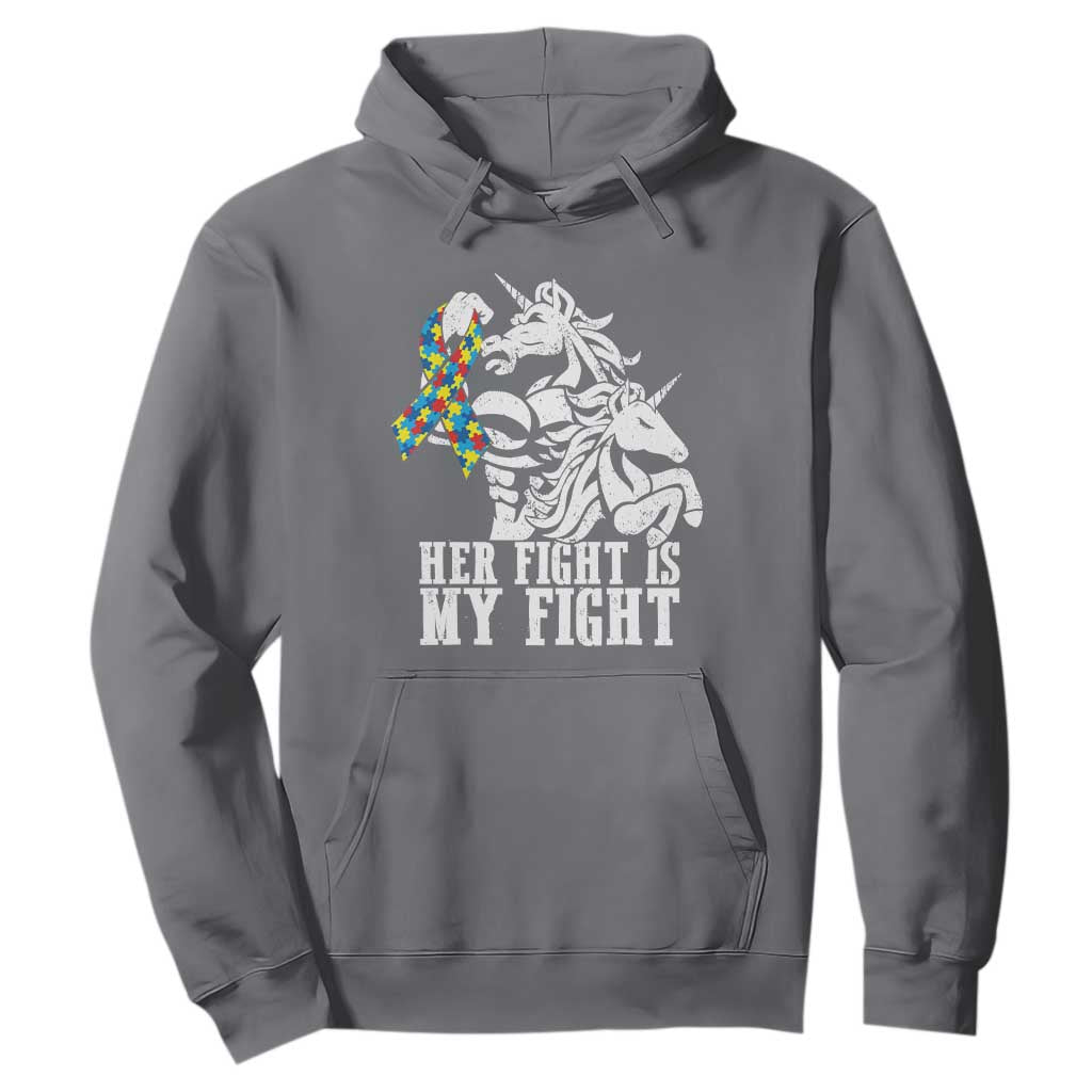 Unicorn Autism Dad Hoodie Her Fight Is My Fight Strong Fighters TS01 Charcoal Printyourwear