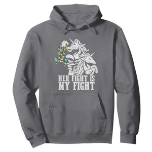 Unicorn Autism Dad Hoodie Her Fight Is My Fight Strong Fighters TS01 Charcoal Printyourwear