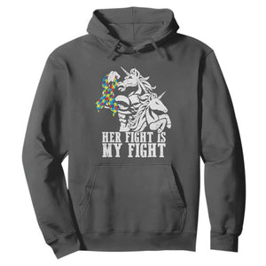 Unicorn Autism Dad Hoodie Her Fight Is My Fight Strong Fighters TS01 Dark Heather Printyourwear