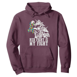 Unicorn Autism Dad Hoodie Her Fight Is My Fight Strong Fighters TS01 Maroon Printyourwear