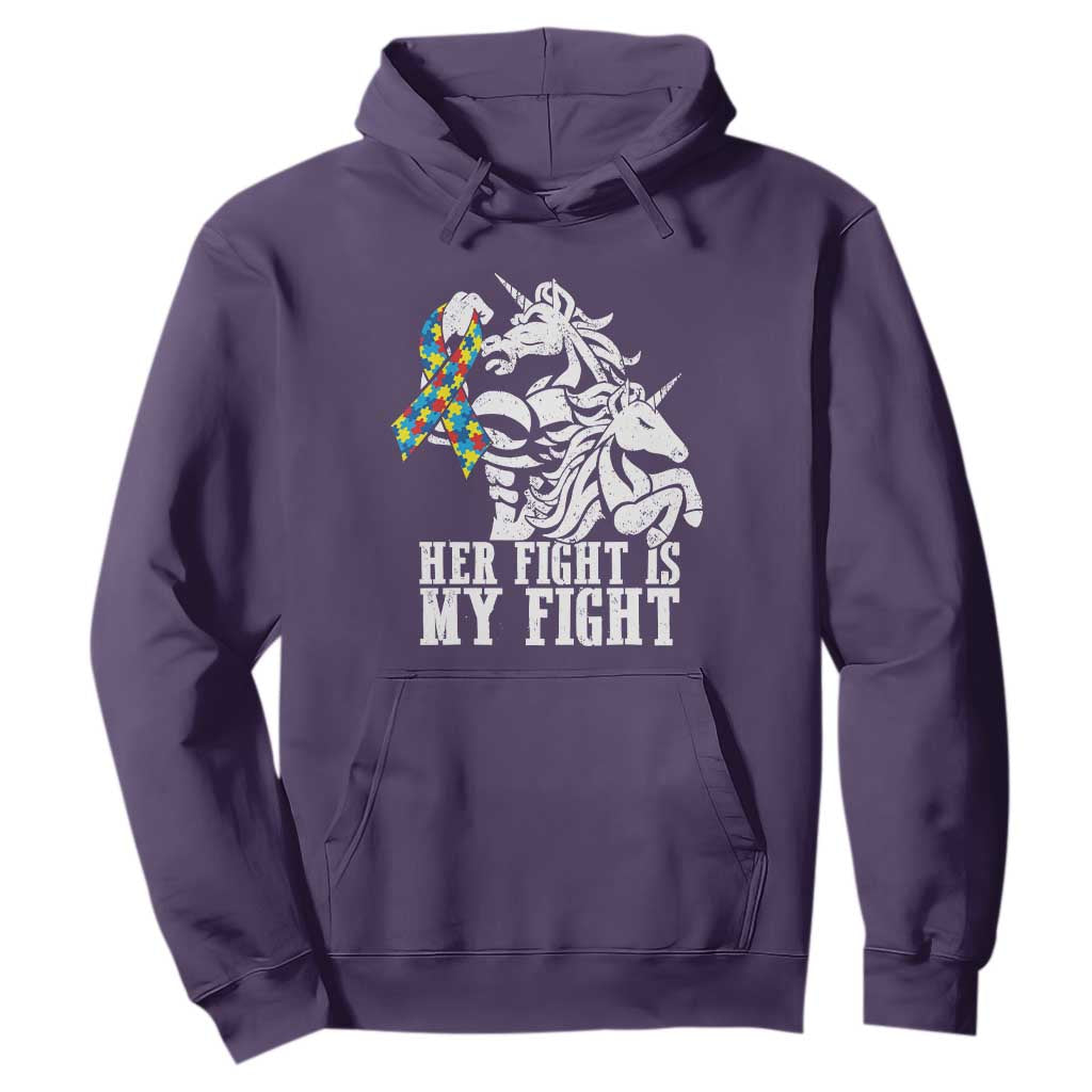 Unicorn Autism Dad Hoodie Her Fight Is My Fight Strong Fighters TS01 Purple Printyourwear