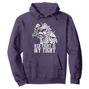 Unicorn Autism Dad Hoodie Her Fight Is My Fight Strong Fighters TS01 Purple Printyourwear