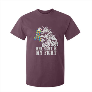 Unicorn Autism Dad T Shirt For Kid Her Fight Is My Fight Strong Fighters TS01 Maroon Printyourwear