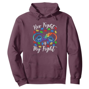 Autism Support Hoodie Her Fight Is My FightRainbow Infinity With Feather Butterflies TS01 Maroon Printyourwear