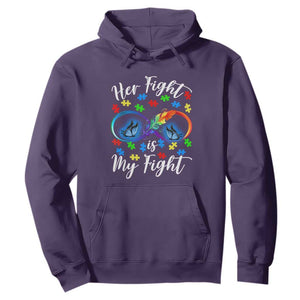Autism Support Hoodie Her Fight Is My FightRainbow Infinity With Feather Butterflies TS01 Purple Printyourwear
