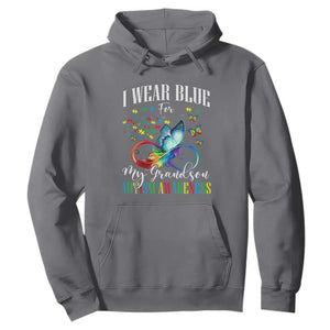 Autism Grandparents Hoodie I Wear Blue For My Grandson Grandma Grandpa Rainbow Infinity with Feather Butterfly TS01 Charcoal Printyourwear