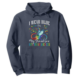Autism Grandparents Hoodie I Wear Blue For My Grandson Grandma Grandpa Rainbow Infinity with Feather Butterfly TS01 Navy Printyourwear