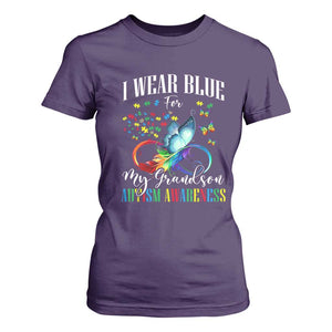 Autism Grandparents T Shirt For Women I Wear Blue For My Grandson Grandma Grandpa Rainbow Infinity with Feather Butterfly TS01 Purple Printyourwear