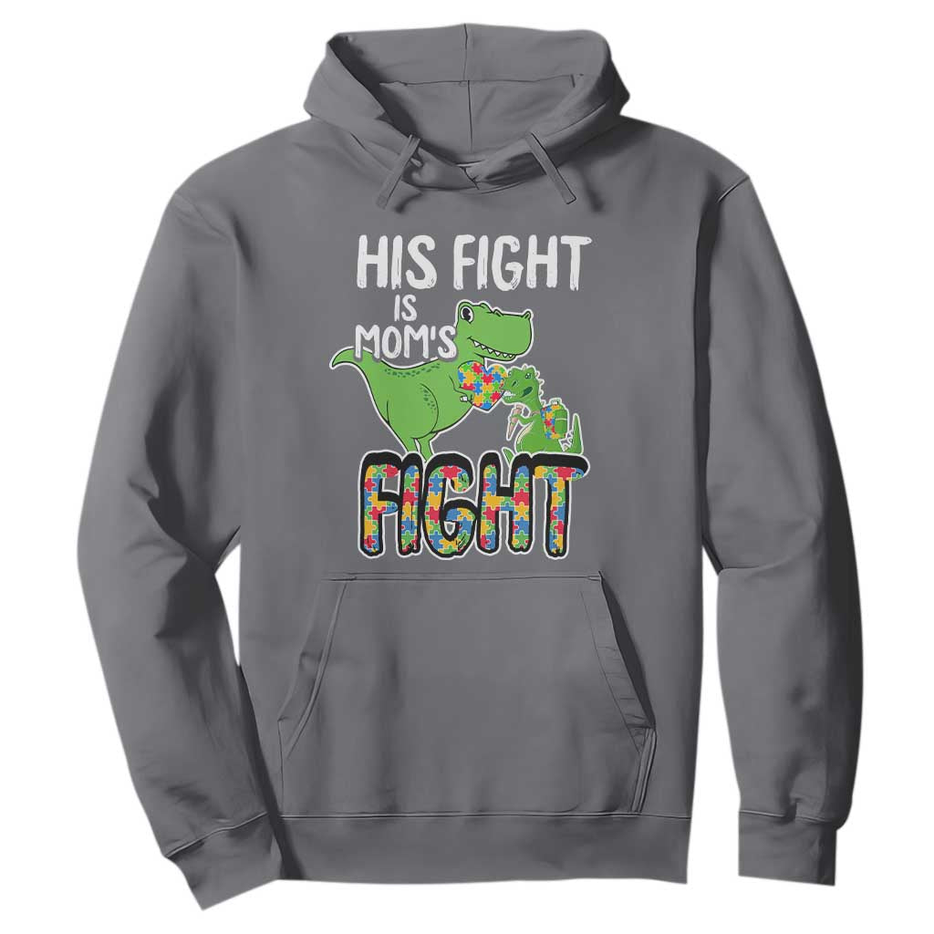 Dinosaur Autism Mama Hoodie His Fight Is Mom's Fight Acceot Love Support Jigsaw Puzzle TS01 Charcoal Printyourwear