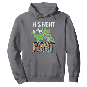 Dinosaur Autism Mama Hoodie His Fight Is Mom's Fight Acceot Love Support Jigsaw Puzzle TS01 Charcoal Printyourwear