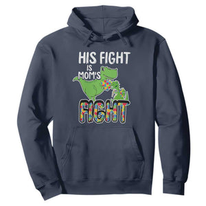 Dinosaur Autism Mama Hoodie His Fight Is Mom's Fight Acceot Love Support Jigsaw Puzzle TS01 Navy Printyourwear