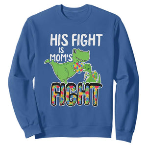 Dinosaur Autism Mama Sweatshirt His Fight Is Mom's Fight Acceot Love Support Jigsaw Puzzle TS01 Royal Blue Printyourwear