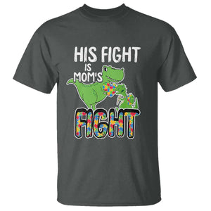 Dinosaur Autism Mama T Shirt His Fight Is Mom's Fight Acceot Love Support Jigsaw Puzzle TS01 Dark Heather Printyourwear