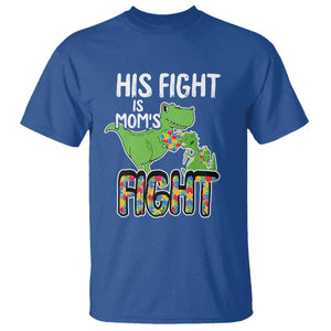 Dinosaur Autism Mama T Shirt His Fight Is Mom's Fight Acceot Love Support Jigsaw Puzzle TS01 Royal Blue Printyourwear