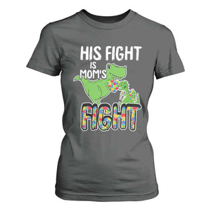 Dinosaur Autism Mama T Shirt For Women His Fight Is Mom's Fight Acceot Love Support Jigsaw Puzzle TS01 Dark Heather Printyourwear