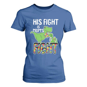 Dinosaur Autism Mama T Shirt For Women His Fight Is Mom's Fight Acceot Love Support Jigsaw Puzzle TS01 Royal Blue Printyourwear