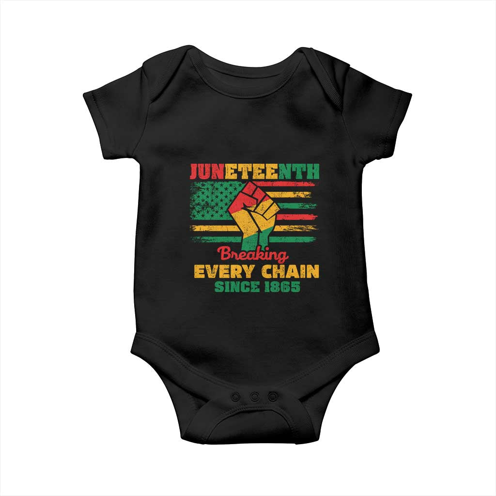 Juneteenth Baby Onesie Breaking Every Chain Since 1865 American Flag TS01 Black Print Your Wear