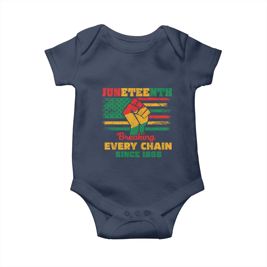 Juneteenth Baby Onesie Breaking Every Chain Since 1865 American Flag TS01 Navy Print Your Wear