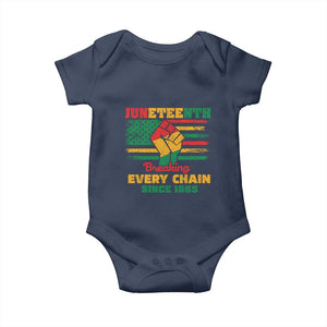 Juneteenth Baby Onesie Breaking Every Chain Since 1865 American Flag TS01 Navy Print Your Wear