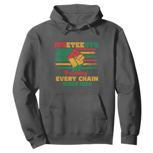 Juneteenth Hoodie Breaking Every Chain Since 1865 TS01 Dark Heather Printyourwear