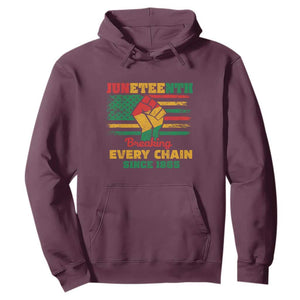 Juneteenth Hoodie Breaking Every Chain Since 1865 TS01 Maroon Printyourwear
