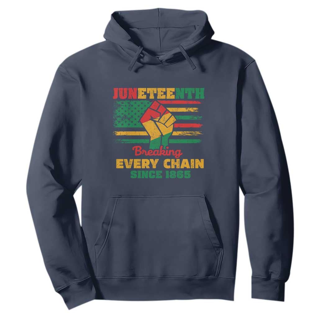 Juneteenth Hoodie Breaking Every Chain Since 1865 TS01 Navy Printyourwear
