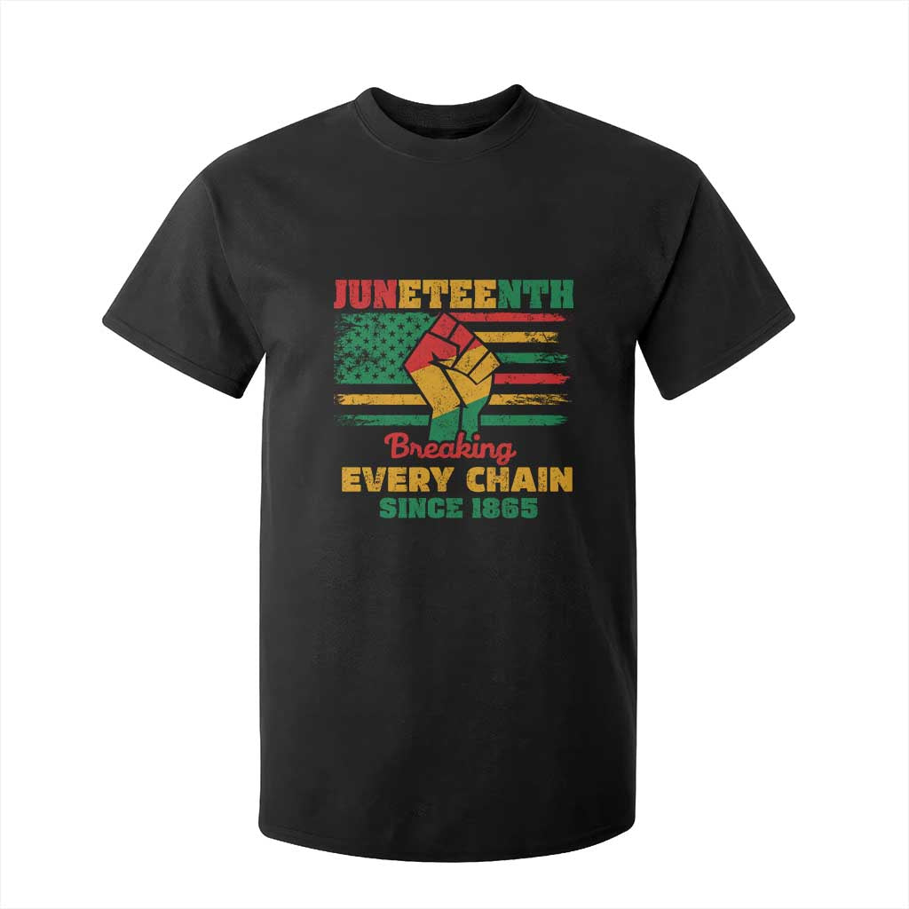 Juneteenth T Shirt For Kid Breaking Every Chain Since 1865 American Flag TS01 Black Print Your Wear