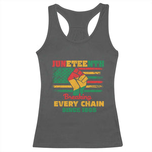 Juneteenth Racerback Tank Top Breaking Every Chain Since 1865 American Flag TS01 Dark Heather Print Your Wear