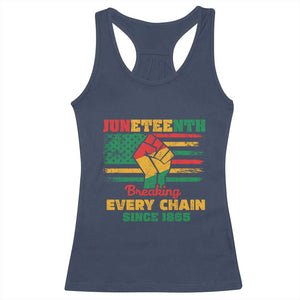 Juneteenth Racerback Tank Top Breaking Every Chain Since 1865 American Flag TS01 Navy Print Your Wear