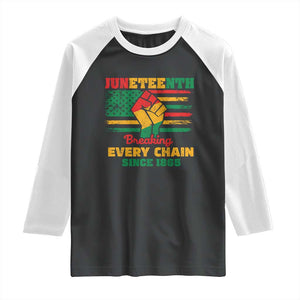 Juneteenth Raglan Shirt Breaking Every Chain Since 1865 American Flag TS01 Black White Print Your Wear
