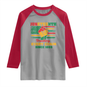 Juneteenth Raglan Shirt Breaking Every Chain Since 1865 American Flag TS01 Sport Gray Red Print Your Wear