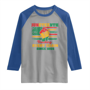 Juneteenth Raglan Shirt Breaking Every Chain Since 1865 American Flag TS01 Sport Gray Royal Print Your Wear