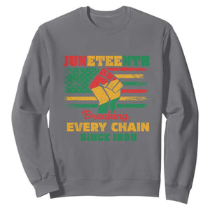 Juneteenth Sweatshirt Breaking Every Chain Since 1865 TS01 Charcoal Printyourwear